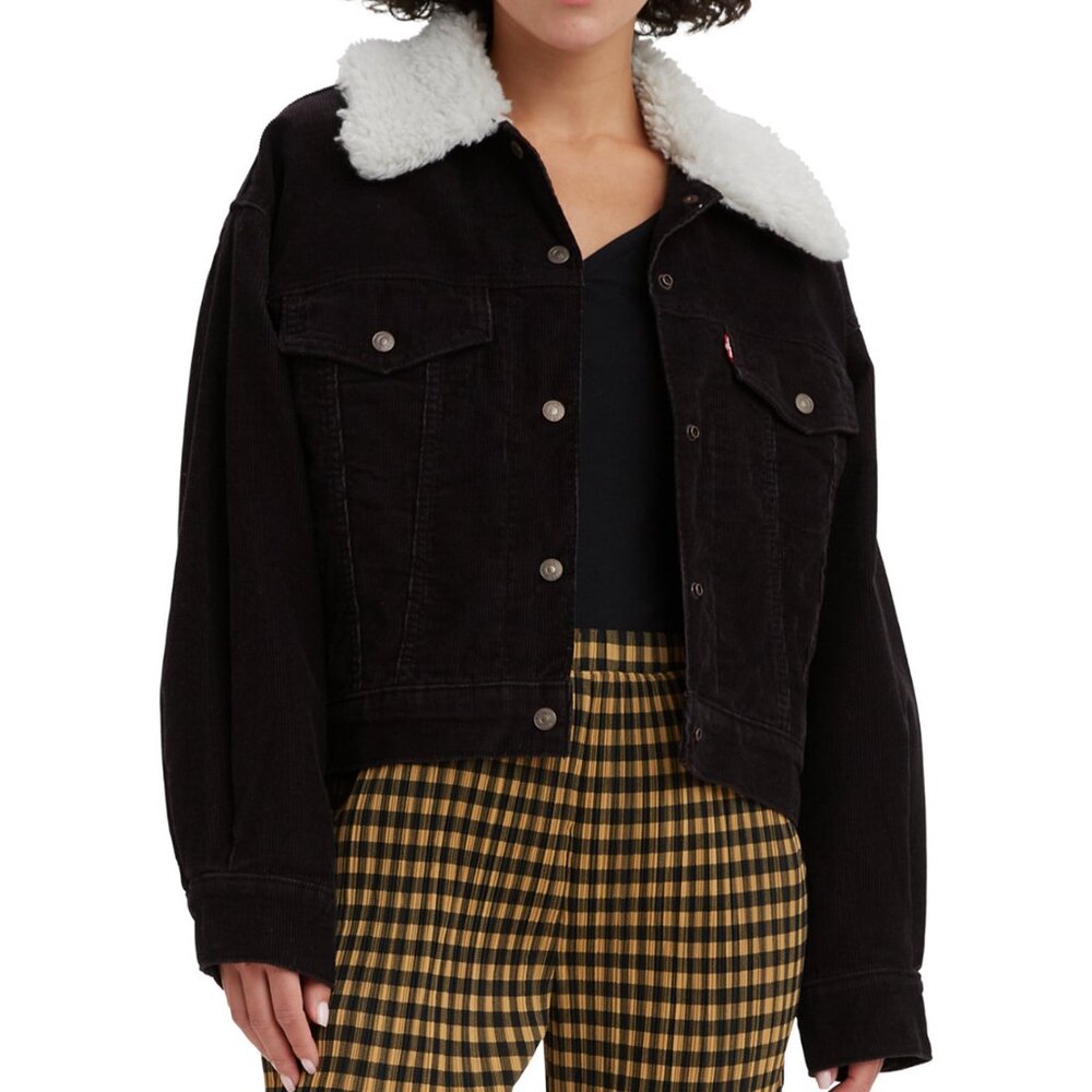 LEVI'S Women's Corduroy Sherpa Baby Baggy Trucker Jacket